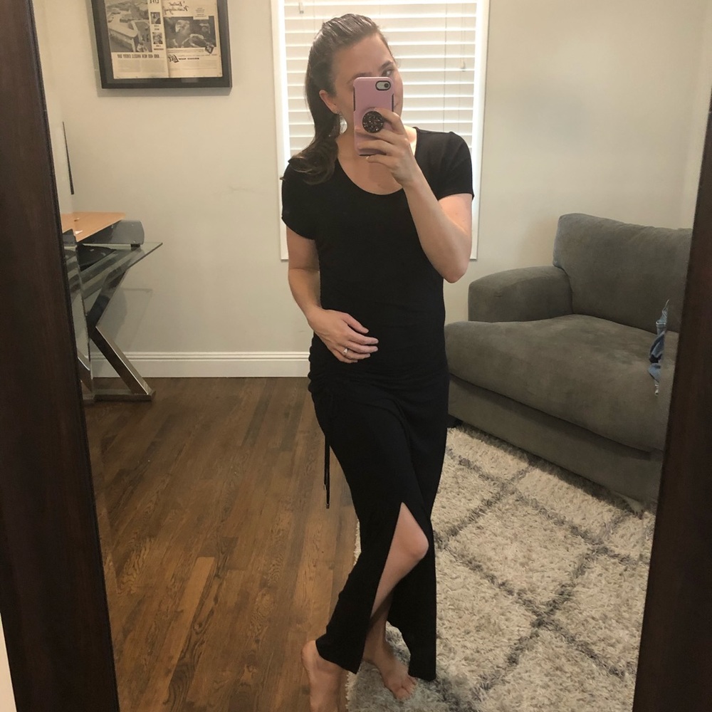 Apt 9 black maxi dress with rouching -M